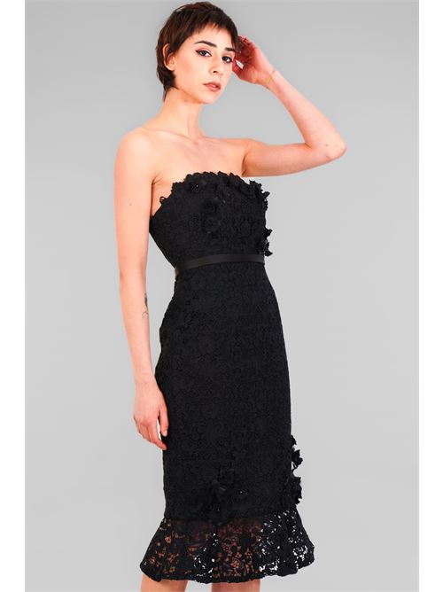 Abito tubino in cady e pizzo D'Andrea collection | 25025NERO